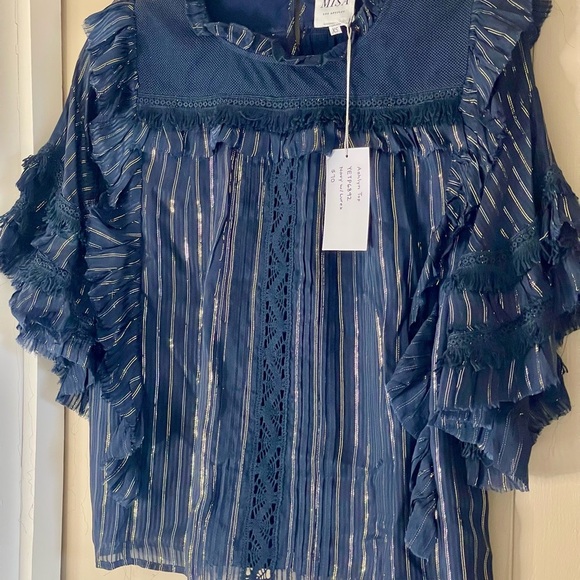 MISA Los Angeles NWT Ashlyn Top and Giulia Bottom Set in XS Beachy Boho Metallic - Picture 3 of 12